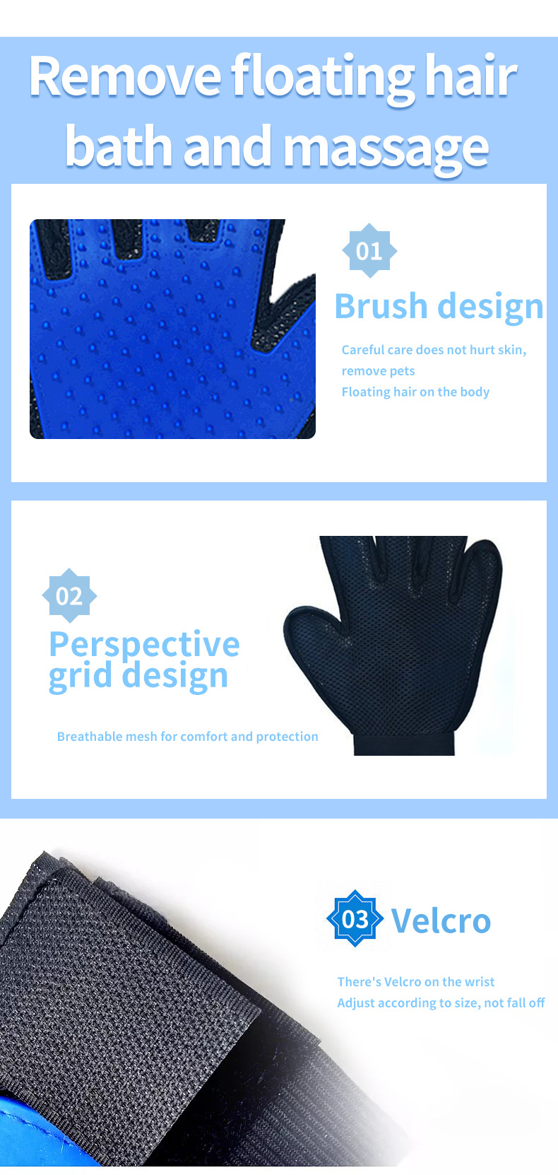 Rubber pet petting gloves, pet cleaning and bristle removal brushes, pet grooming petting gloves, cat and dog bathing products pic 19