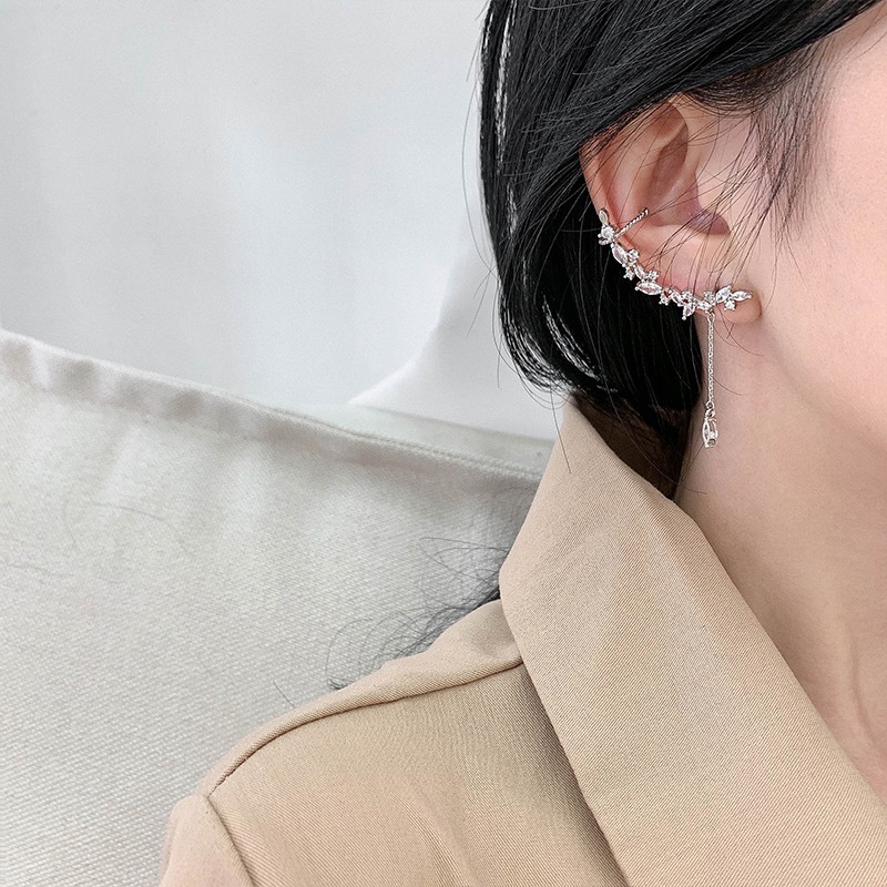 银色气质流苏耳骨夹无耳洞一体式耳钉耳夹小众设计高级潮耳环耳饰详情8