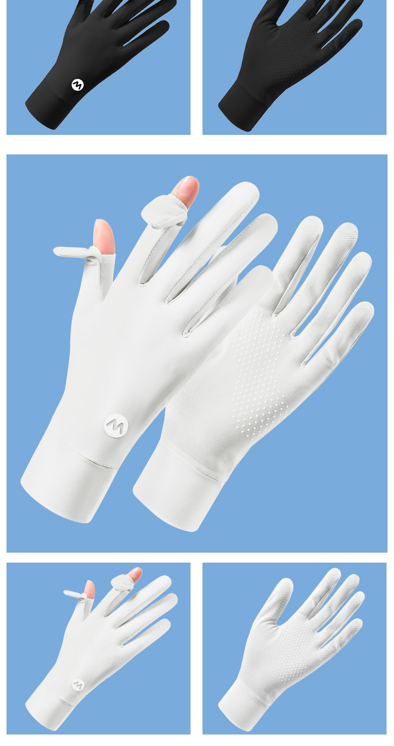 夏季防晒手套女士冰丝骑行薄款防滑透气美甲防紫外线露指夏天开车详情30