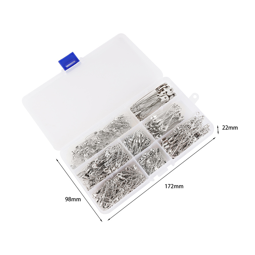 亚马逊460枚盒装银色镀镍安全别针套装家用固定衣物别针批发详情4