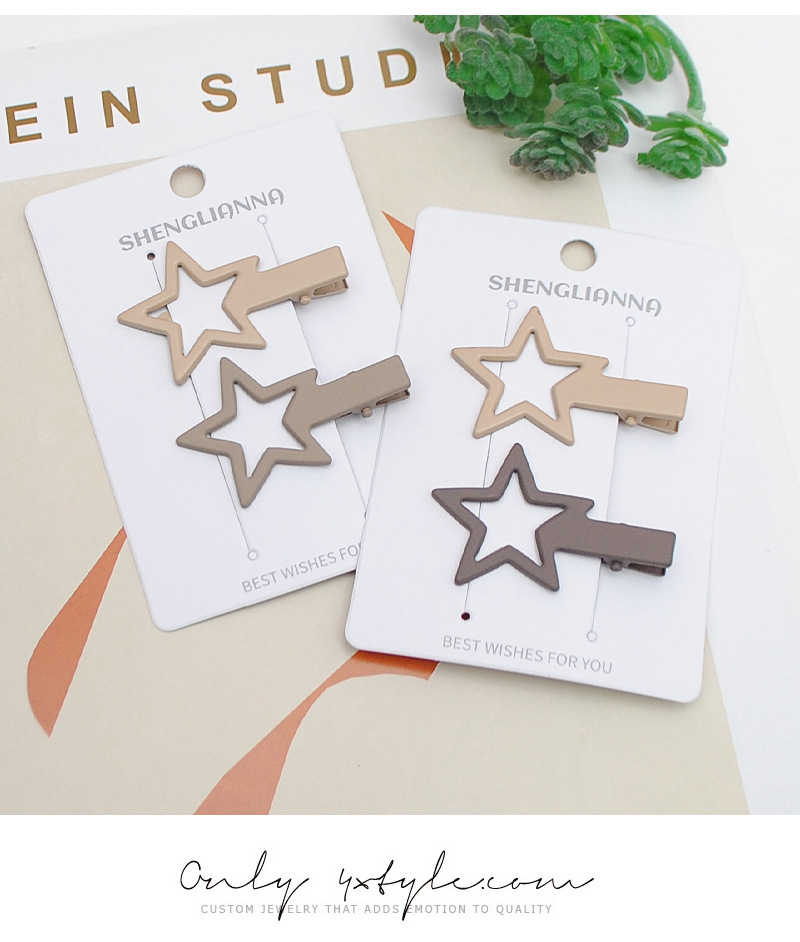 咖色系星星发夹女前额侧边刘海夹甜美少女发卡碎发夹鸭嘴夹子头饰详情8