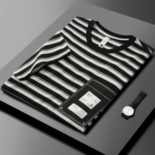 Summer thin short-sleeved T-shirt for men, light luxury and slim fit, ice silk cotton high-end letter printed round-neck T-shirt, trendy top pic 48