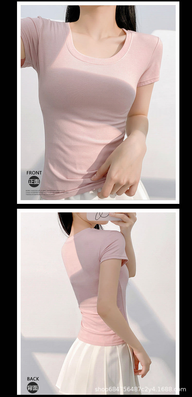 美式修身短袖T恤女2025夏季新款收腰圆领体恤甜辣短款小上衣打底详情12