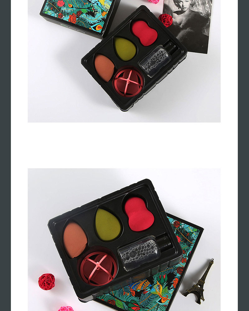 孔雀国潮风美妆蛋套装批发 超软不吃粉美妆蛋支架 葫芦粉扑化妆蛋详情9