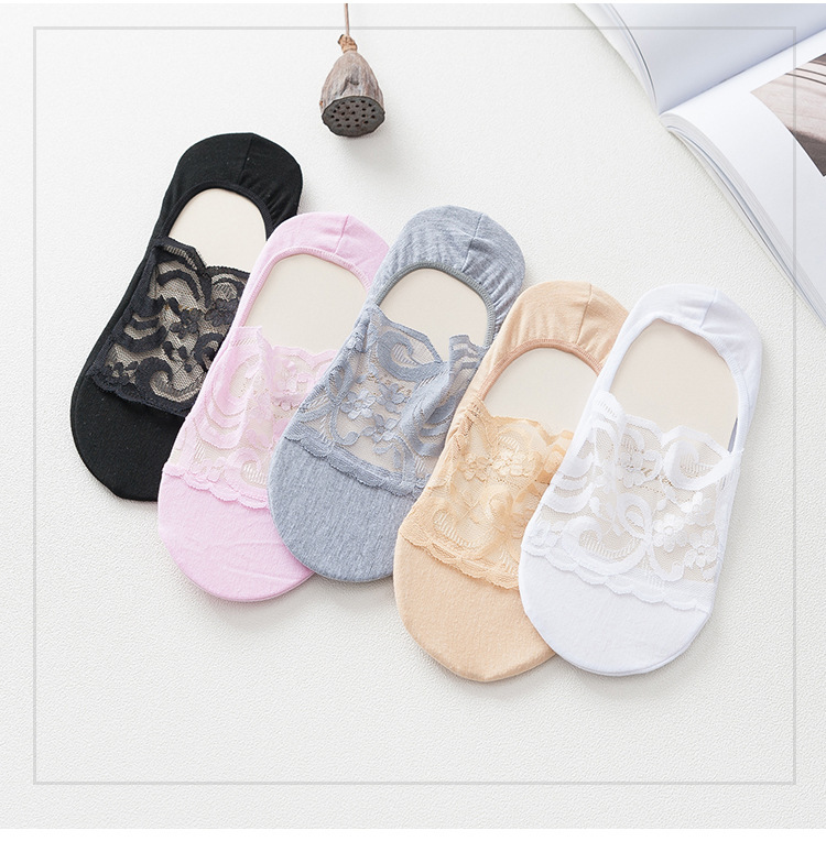 袜子女士日系薄款春夏秋季蕾丝船袜浅口隐形袜套韩版花边棉底袜套详情46