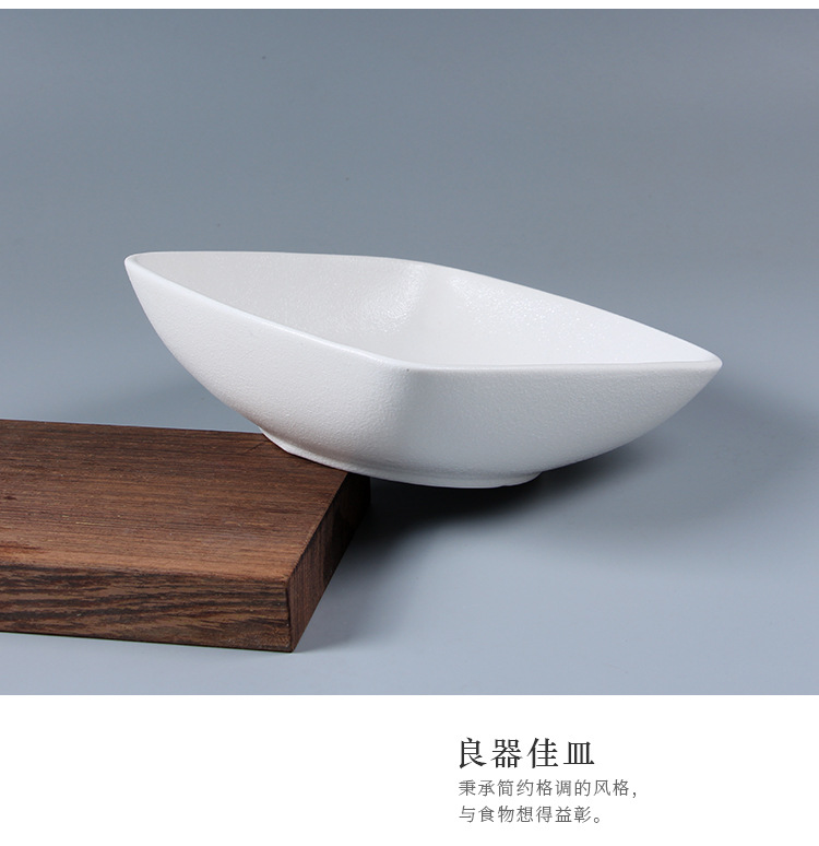 Factory wholesale zakka Japanese-style creative ceramic home tableware, snowflake glaze imitation stone vegetable plates and bowls, square bowls pic 2