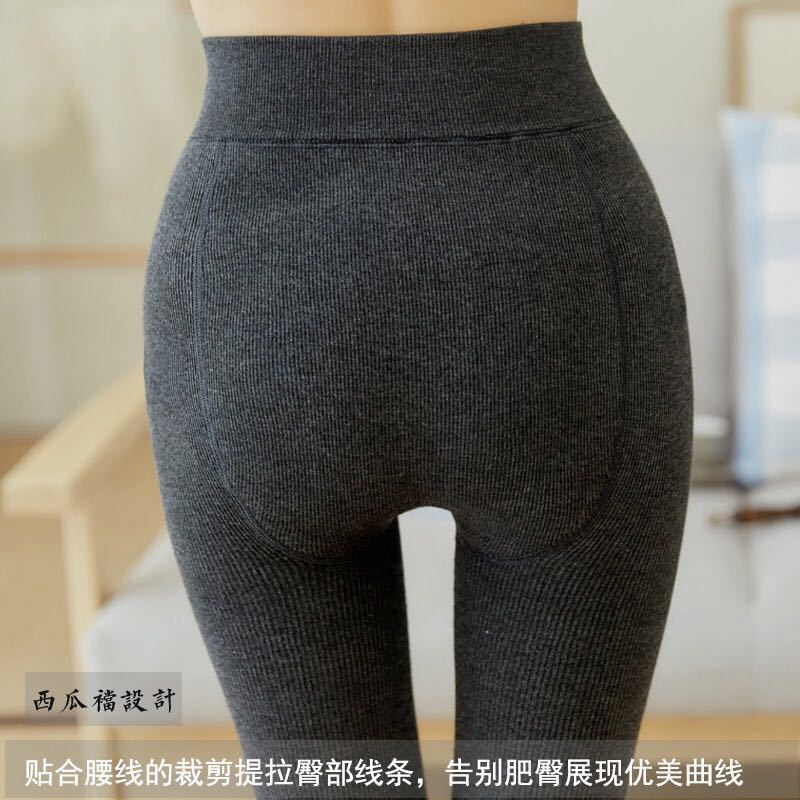 300克秋冬季加绒加厚打底裤女 外穿保暖裤棉竖条纹不勾丝连袜裤详情5