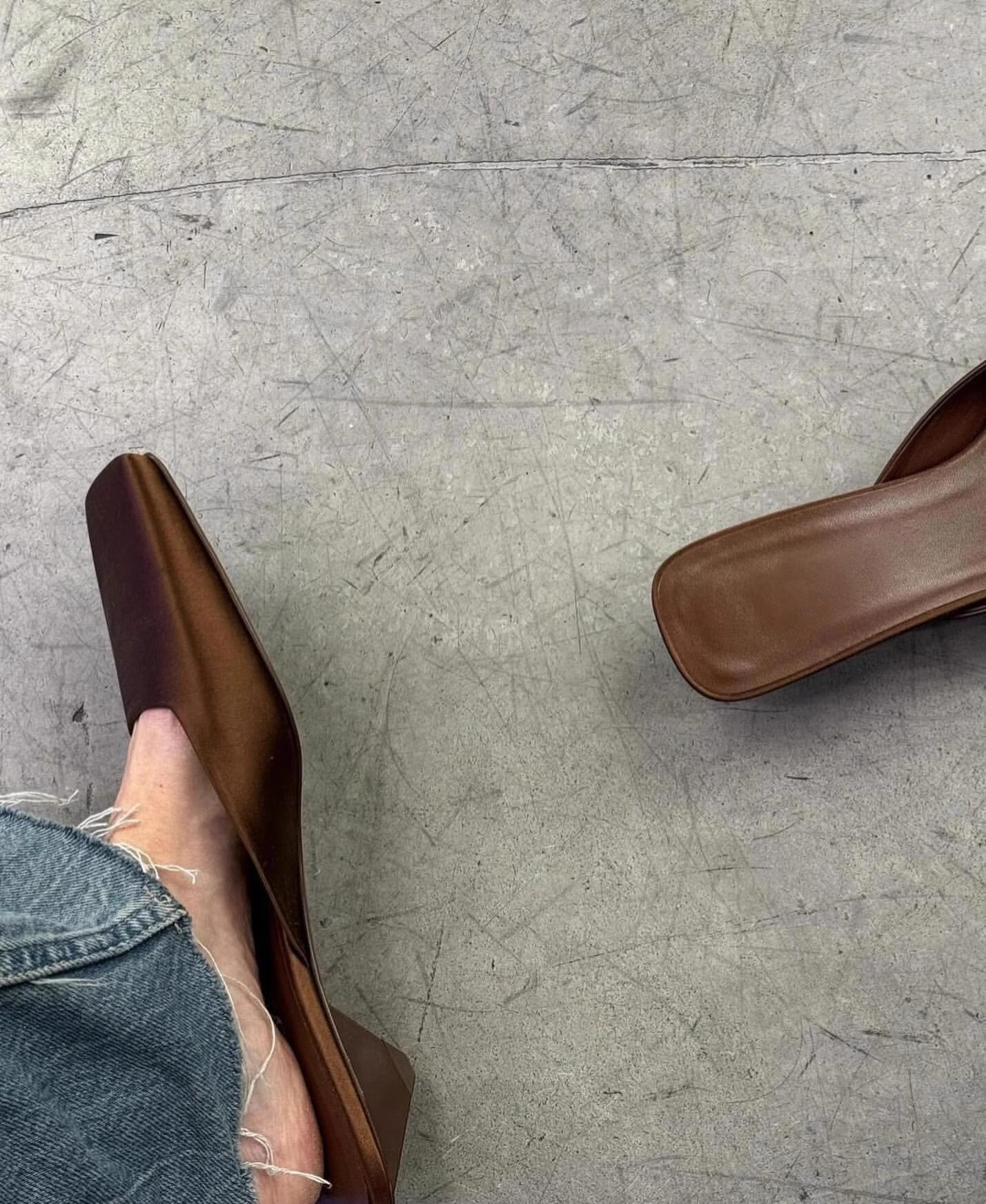 羊皮版~法式方头三角跟穆勒凉拖鞋女夏季真皮包头半拖鞋粗跟半托详情9