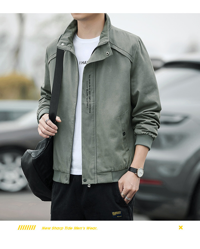 Men's outerwear, spring and autumn casual winter tops, 2023 spring new workwear, trendy men's stand-up collar jackets pic 27