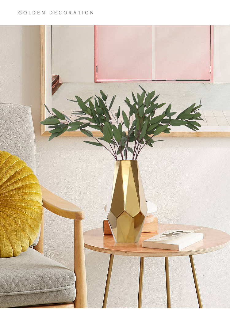 chinagoods light luxury electroplated simple Nordic noble gold geometric abstract hotel and home wine cabinets, TV cabinets, dining room and living room ceramic vases, soft decoration ornaments pic 2