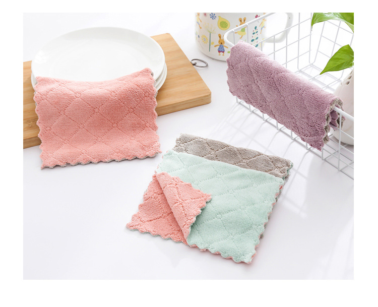 Dishcloth, kitchen cleaning, double-sided, two-color, highly absorbent cloth, fiber material dishcloth, dry and wet dual-purpose scouring pad pic 11