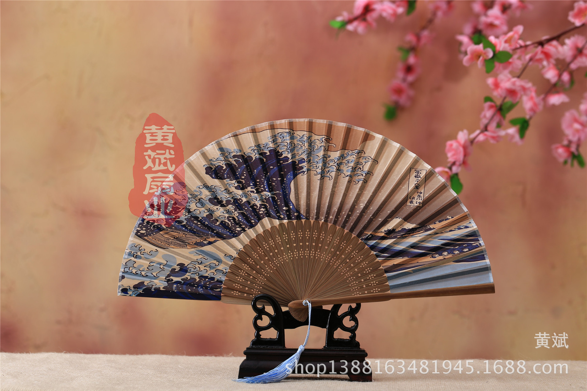 古风古典礼品真丝竹扇子日式和风扇樱花扇 折扇批发 舞蹈道具扇详情20