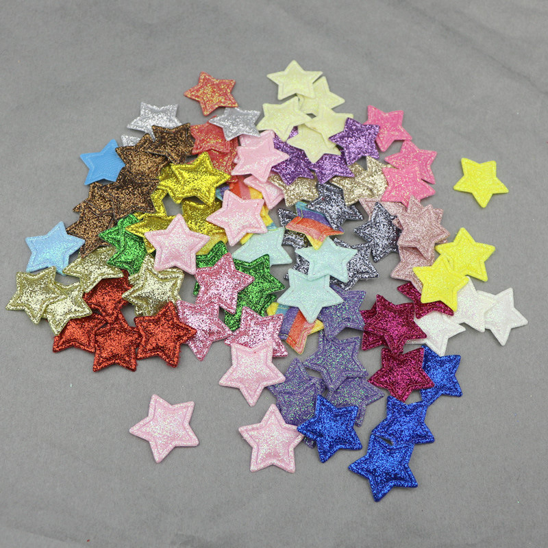 2.5cm闪粉星星压花 DIY发饰头饰服装布艺辅料配件 饰品材料五角星详情3