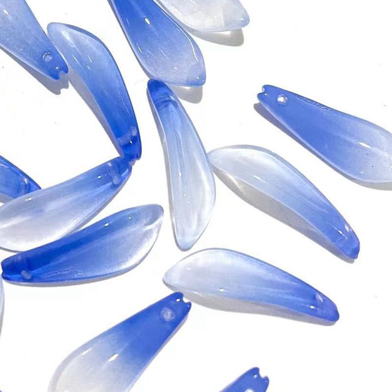 捷克琉璃兰花花瓣9*25mm珠子 DIY手工饰品古风发簪缠花配件材料 瓜子形状精致光泽手工珠子详情6