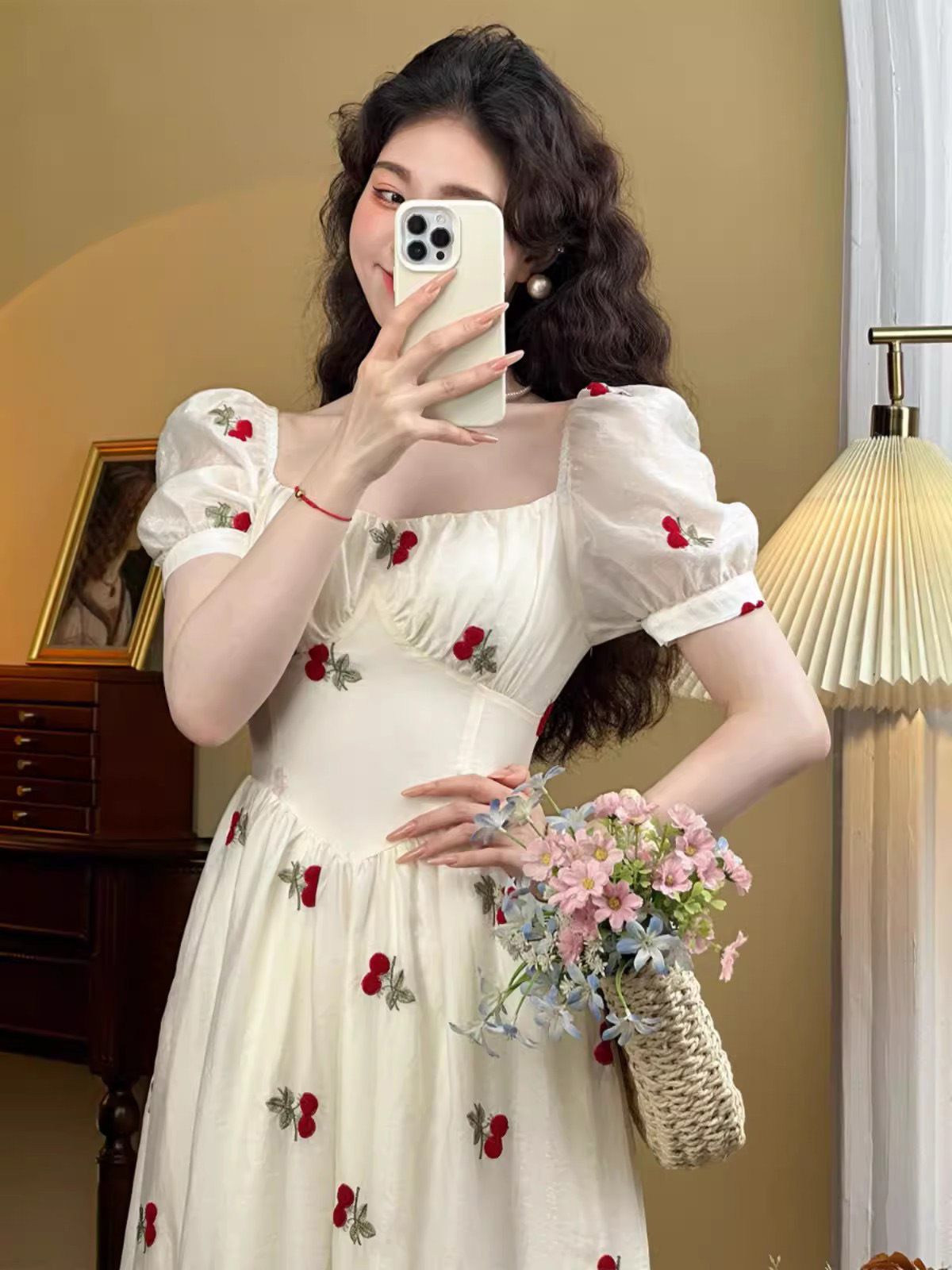 2024年【追风日记】初春短袖裙夏季海边度假法式复古仙女连衣裙女详情10