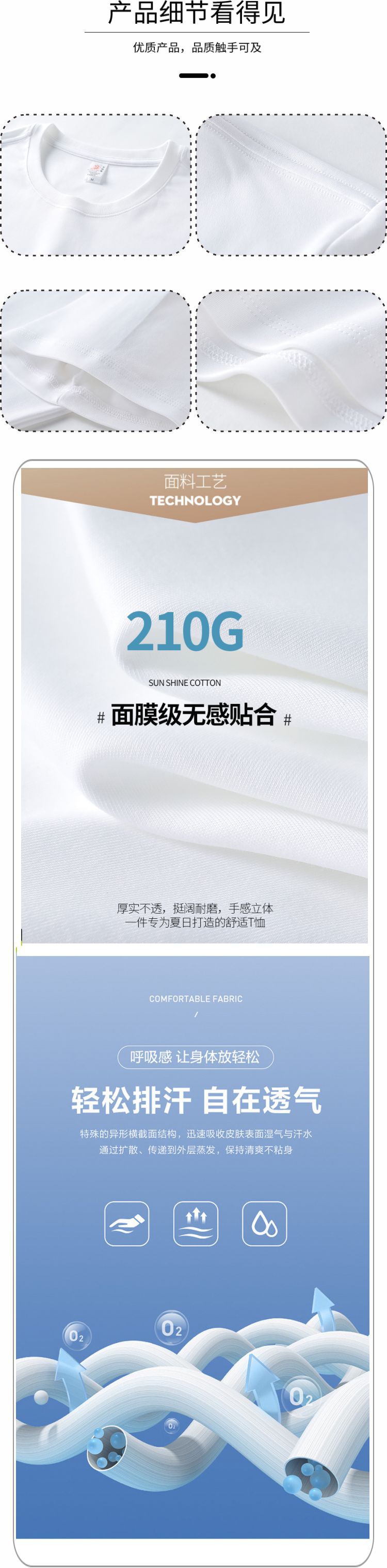 夏季纯棉商务休闲圆领T恤企业工作服广告文化衫团体服活动服印图详情2