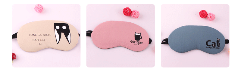 New cute cat-patterned cotton and linen ice pack light-blocking sleep eye protection mask pic 23