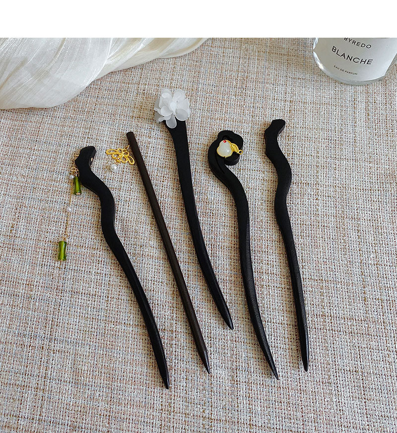 古风木质发簪女黑色檀木高级感簪子新中式简约现代日常发钗子头饰详情16