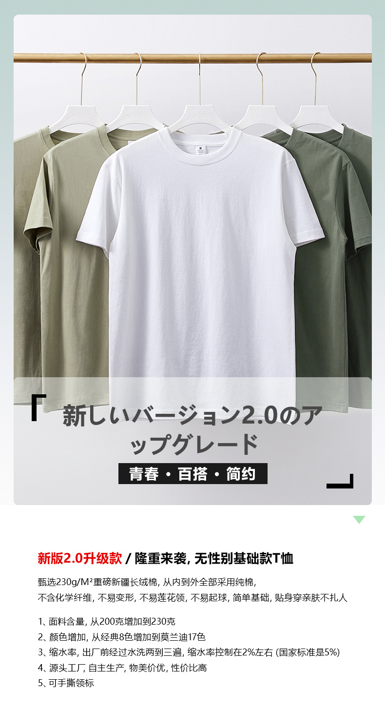 230g纯白色休闲宽松百搭圆领女式短袖重磅纯棉通勤半袖打底衫衣服详情3