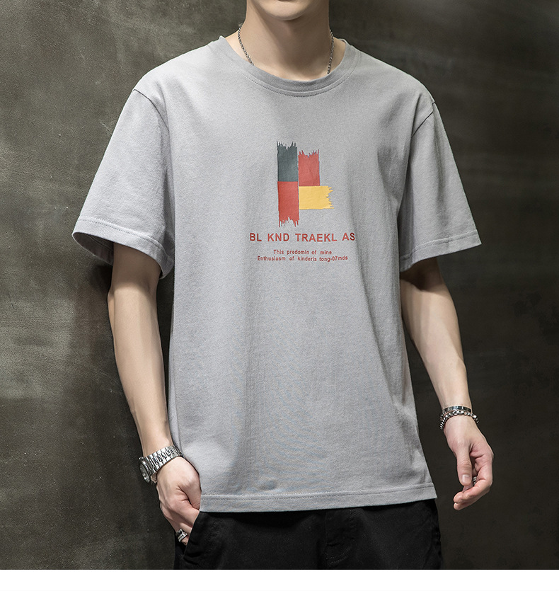 男士新款短袖t恤男宽松圆领男生纯棉T夏季休闲半袖体恤衫上衣潮男详情12