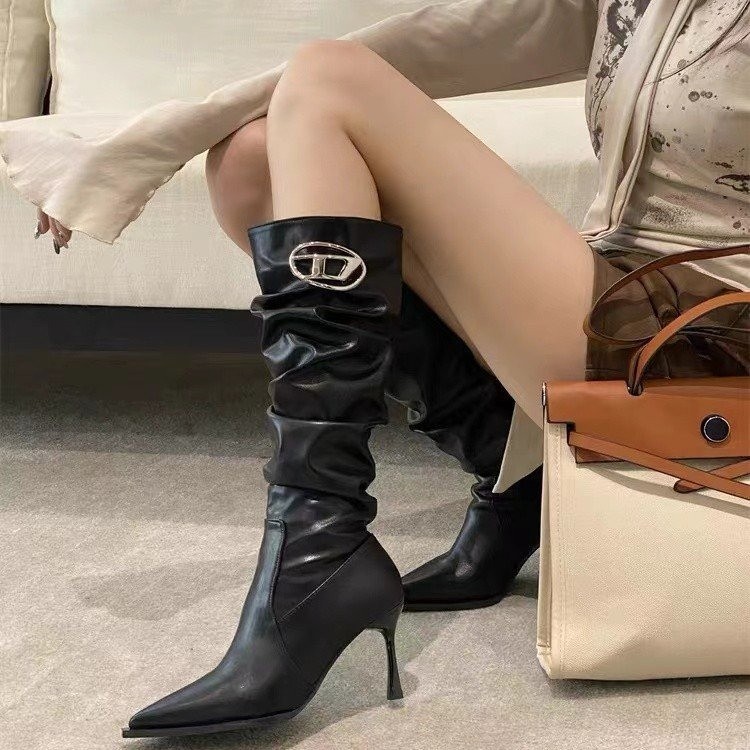 欧美风不过膝骑士靴女2024新款套高筒马丁靴秋冬季大衣穿高跟皮靴详情1