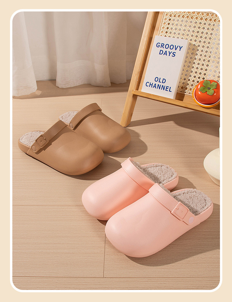 厚底棉拖鞋女秋冬季2024新款博肯防水加绒防滑室内家居棉拖男外穿详情11