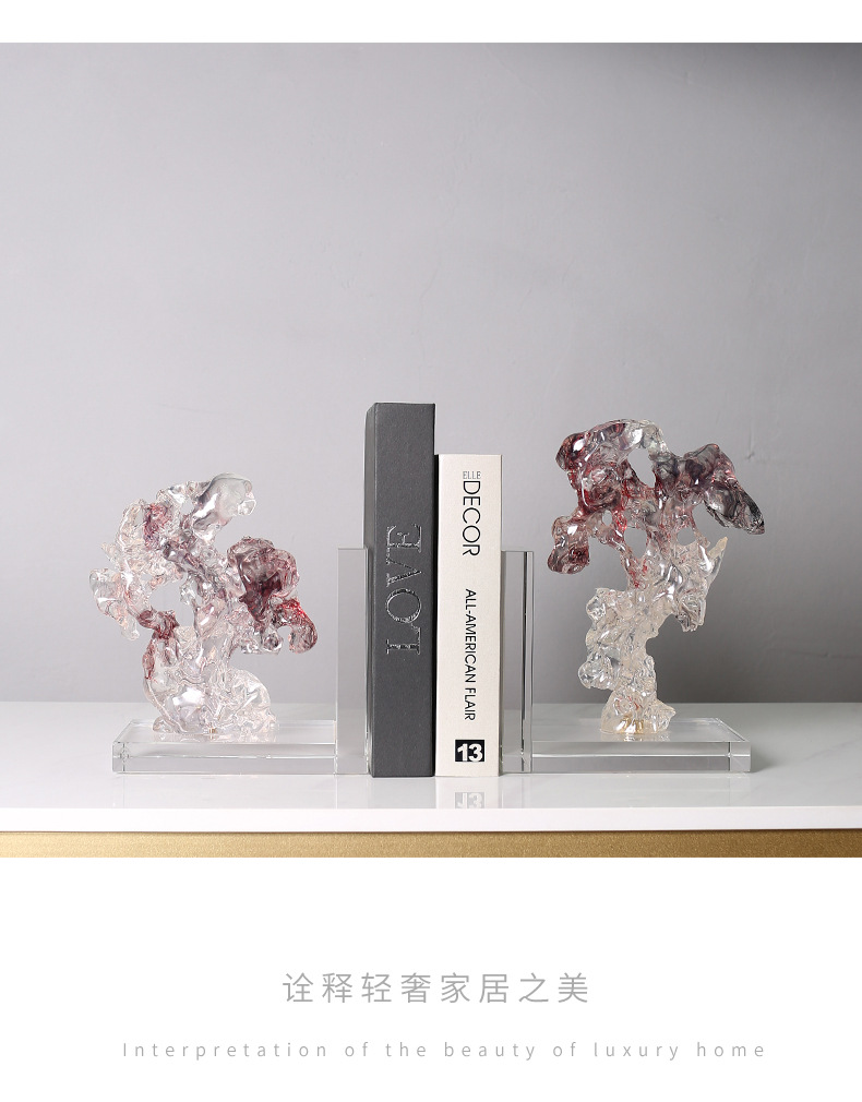 New Chinese-style creative transparent display items, model room entrance, study, coffee table, TV cabinet, hotel soft furnishings, study, office, bookstand display items pic 26
