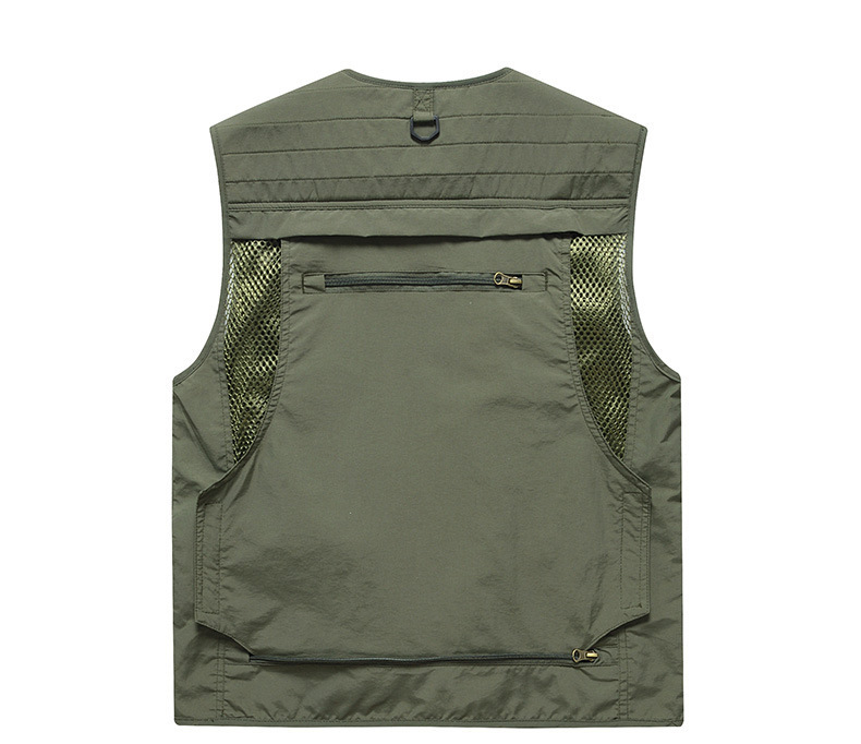 工装跨境透气坎肩马甲定制男士摄影多口袋钓鱼安全反光背心印logo详情32