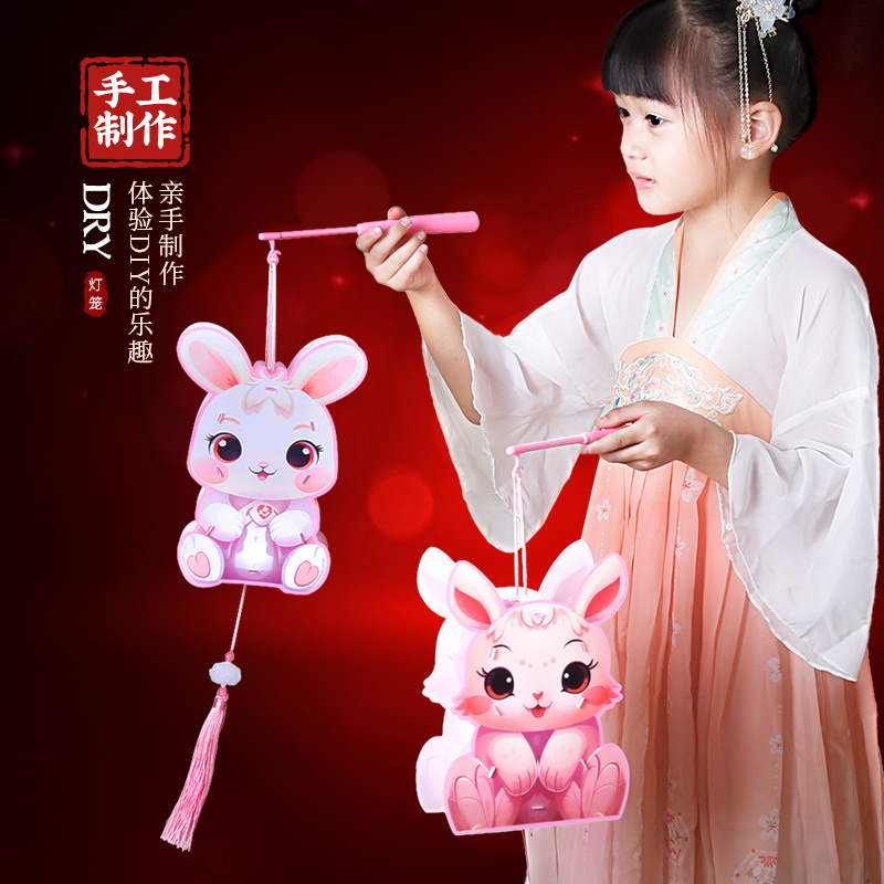 龙年植绒手提发光投影灯笼新年入门户装饰布置红灯笼元宵福字灯笼详情5