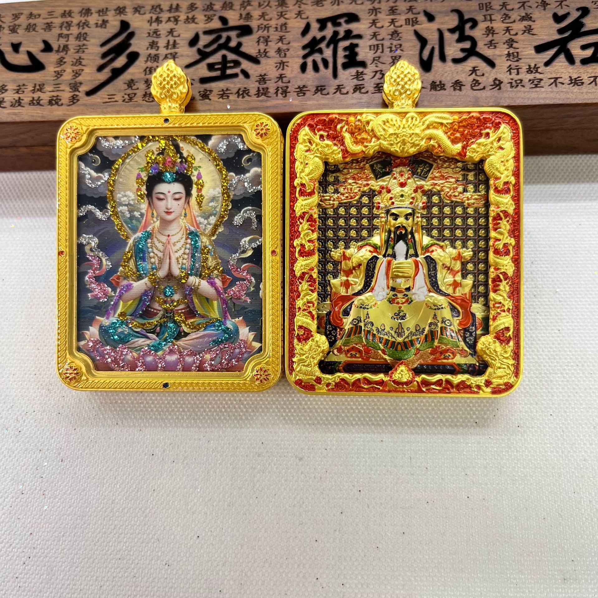 五台山唐卡浮雕双面款立体龙五爷吞金兽双面唐卡前世今生项链吊坠详情18