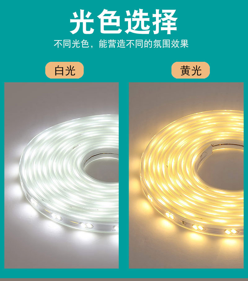 Direct supply of 5730 outdoor waterproof high-voltage 220V color-changing silicone decorative light strips for home engineering pic 2