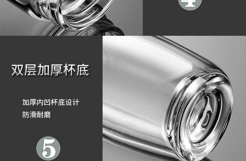 Thickened double-layer glass cups, large-capacity tea-water separation cups, business tea brewing cups, car-mounted goose egg cups, gift printed words pic 33