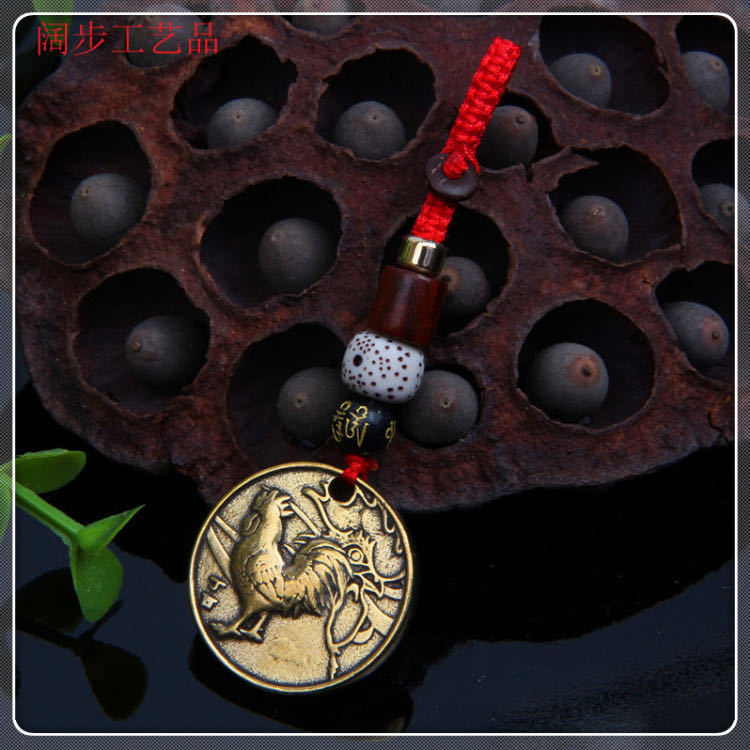 Factory wholesale hand-woven rope brass car keychains, pendants, bags, pendants, and twelve Chinese zodiac copper plate gifts pic 8