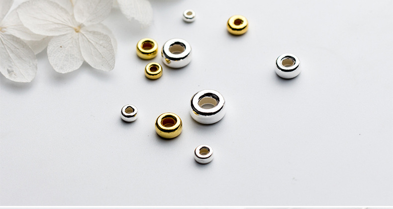 S925银水泡珠 圆环珠 车轮珠隔片垫片手工DIY饰品配件散珠S0303详情5