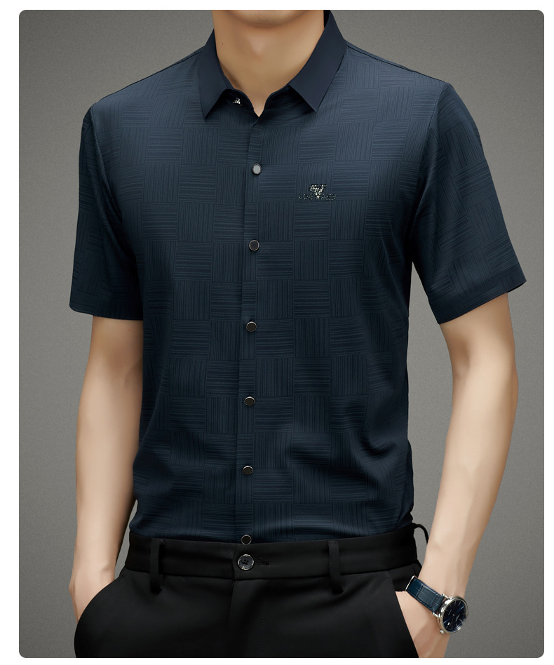 衬衫短袖男夏季新款抖快热卖轻商务中年短袖衬衫翻领修身休闲短袖详情26