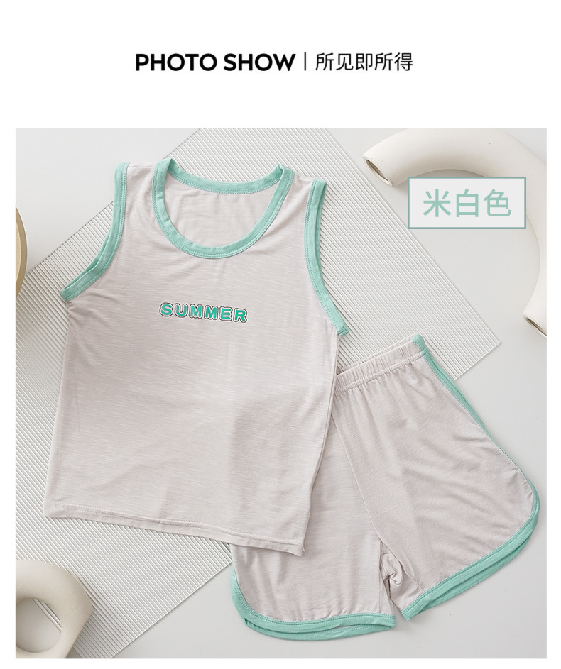 儿童背心套装夏季马卡龙男童女宝宝无袖短裤小童中大童家居服夏装详情14