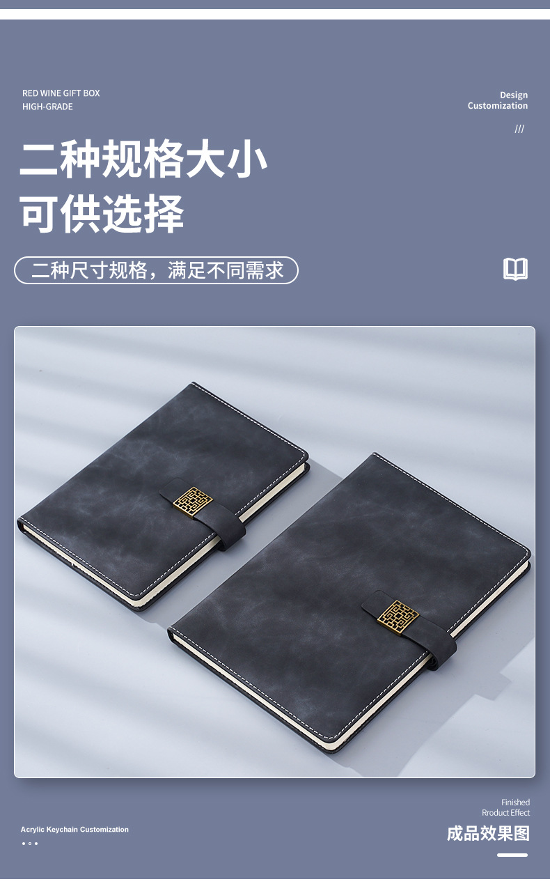 Factory wholesale thickened a5 business notebook with buckle imitation leather notepad, office stationery, record diary set pic 9