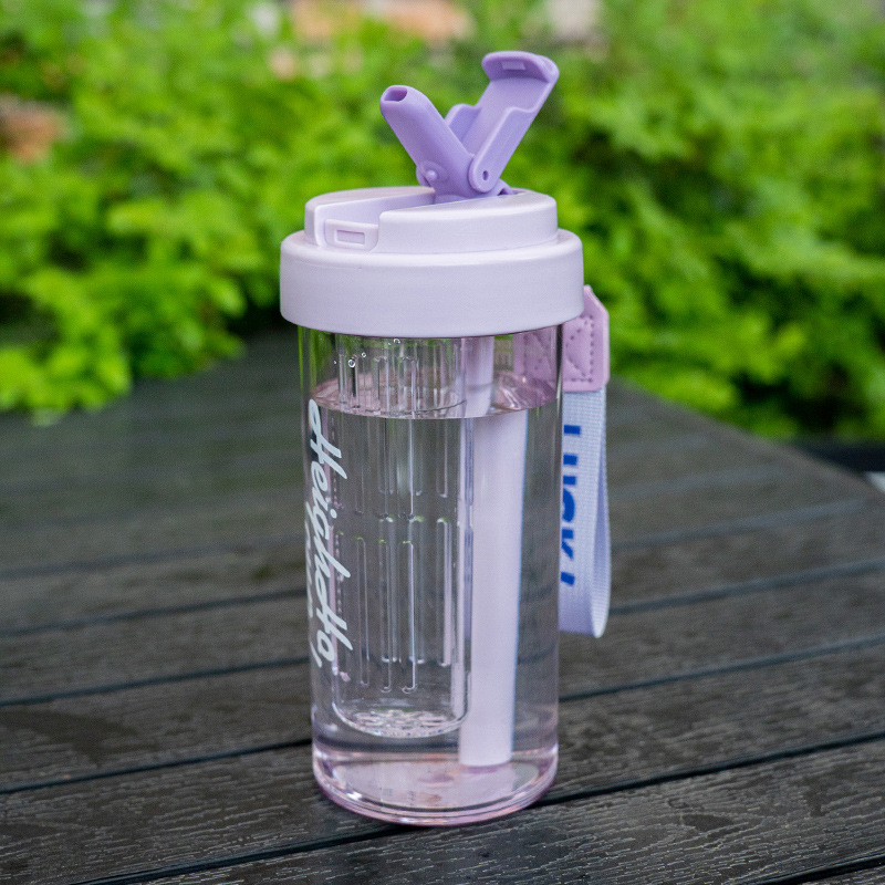 茶隔双饮咖啡杯便携户外手提杯子大容量随手塑料吸管杯女生办公室详情4