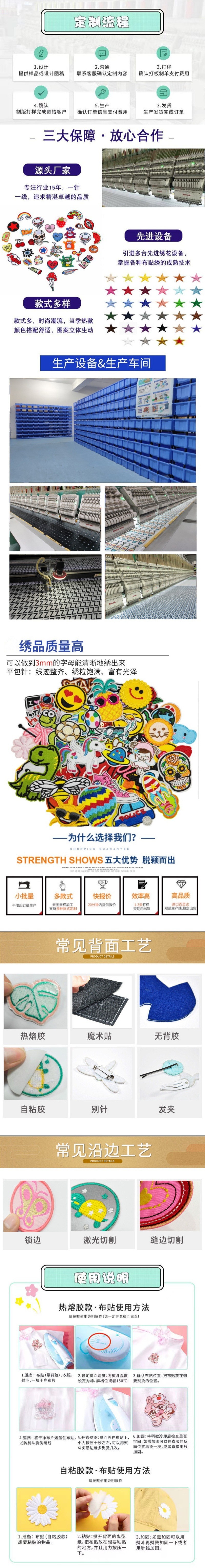 跨境热销熨烫补丁贴套装刺绣贴恐龙绣花章卡通patch动物笑脸布贴详情1