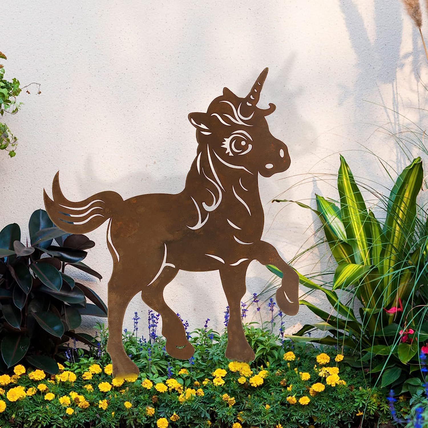 跨境生锈的独角兽小狗剪影圣诞装饰铁艺花园剪影金属庭院工艺品详情14