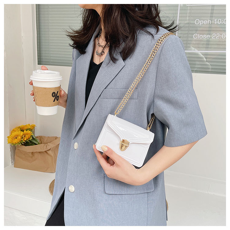 2021夏季新款PVC果冻包mini时尚花边小方包化妆包单肩斜挎ins女包详情13