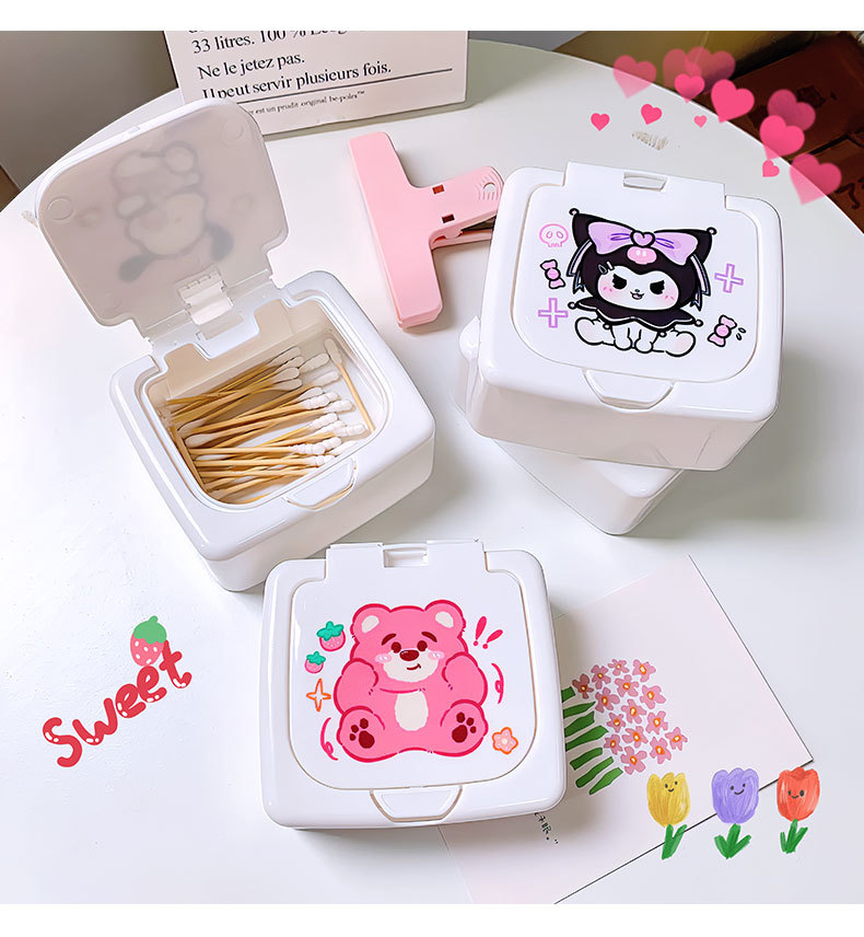 原创卡通桌面按压弹窗盒库洛米分类整理小物品杂物盒棉签收纳盒子详情3