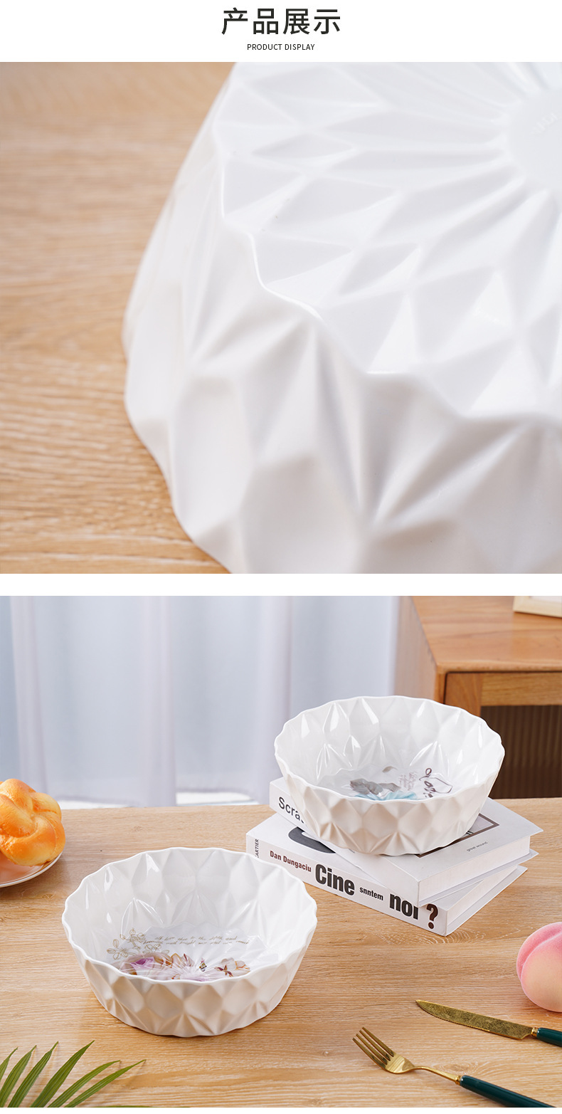 2023 Best-selling fruit plate: Round rhombic, home living room imitation porcelain fruit plate, living room melamine fruit plate LOGO pic 20