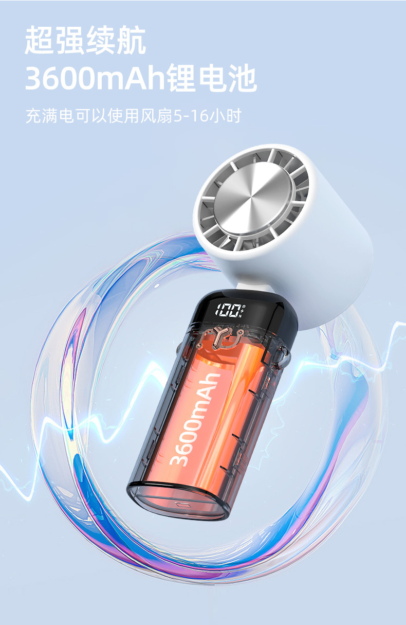 新款制冷风扇桌面多功能 USB支架家用数显挂脖静音户外礼品详情7