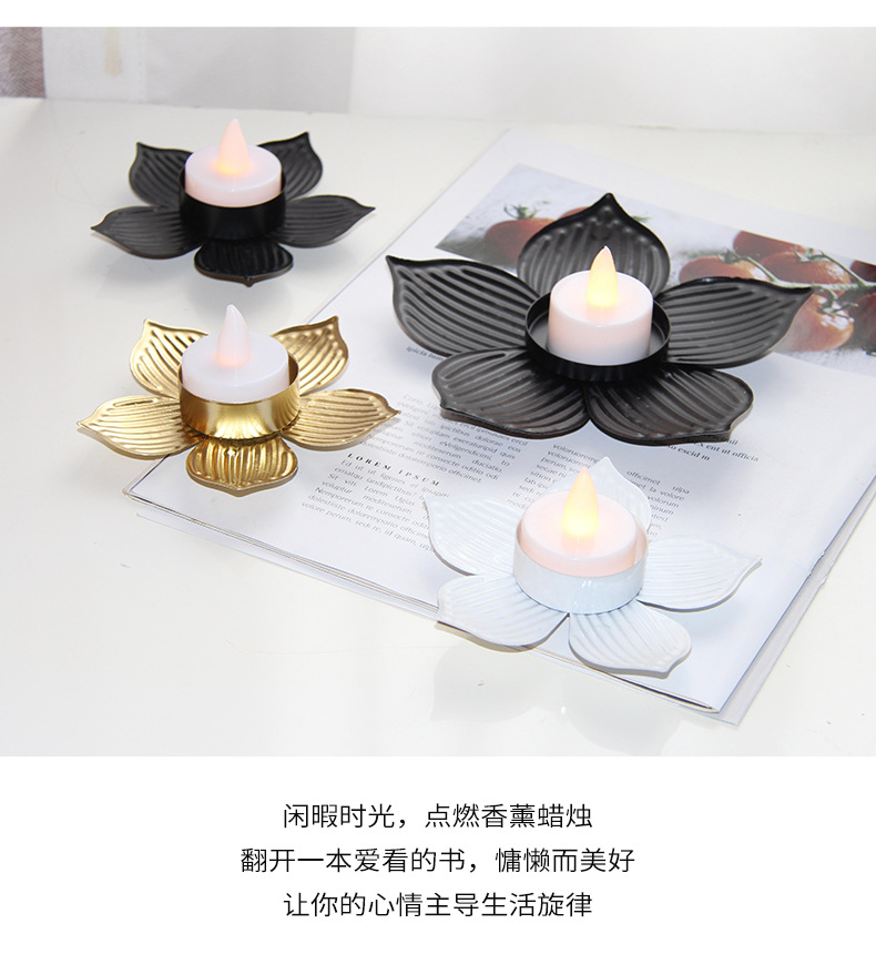 Modern and simple floral ironwork, golden candlestick ornaments, metal handicrafts, home decorations, wedding dining table atmosphere pic 13