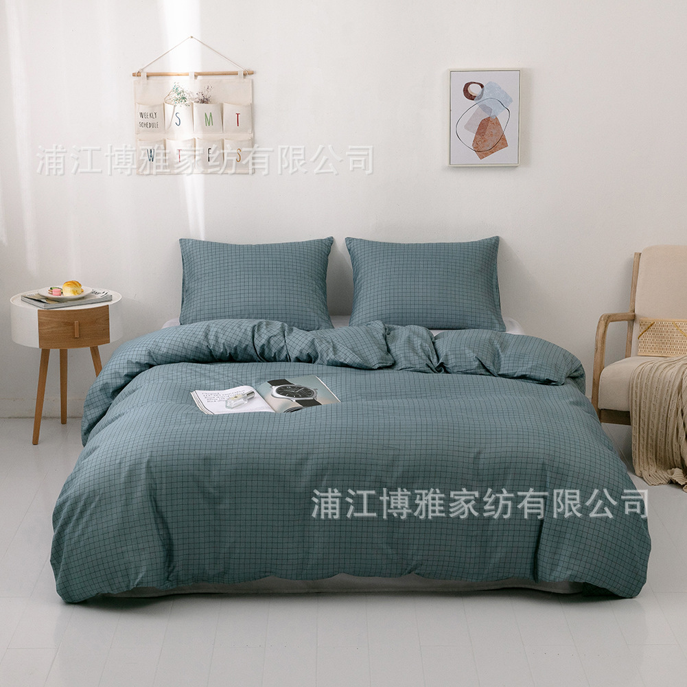 Cross-border supply Amazon best-selling bedding two-piece set, duvet cover, pillowcase, checkered and striped three-piece set manufacturer wholesale pic 20
