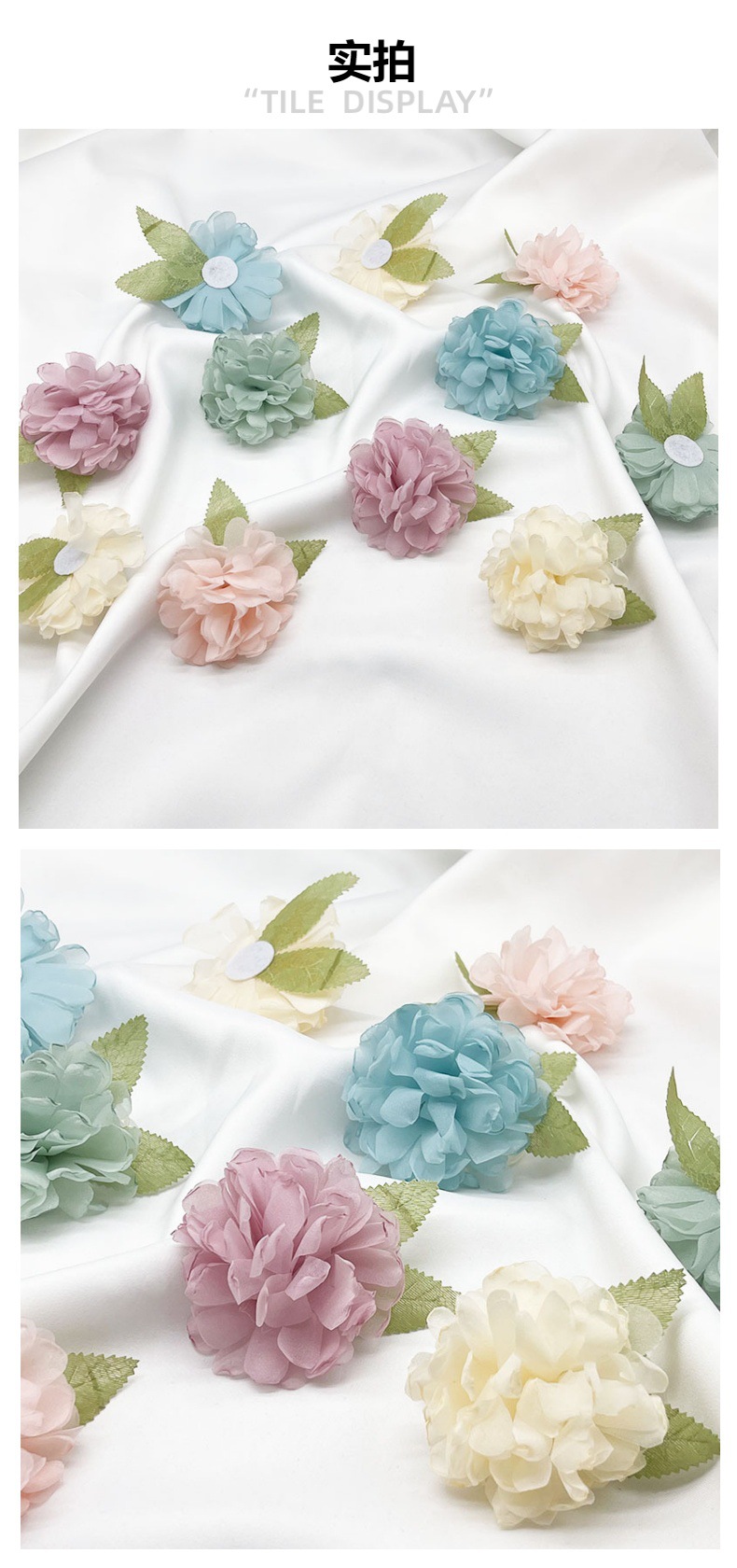 Chiffon fringed flowers, handmade flowers, diy accessories, headwear, clothing, semi-finished product accessories, three-dimensional fabric flower accessories pic 8
