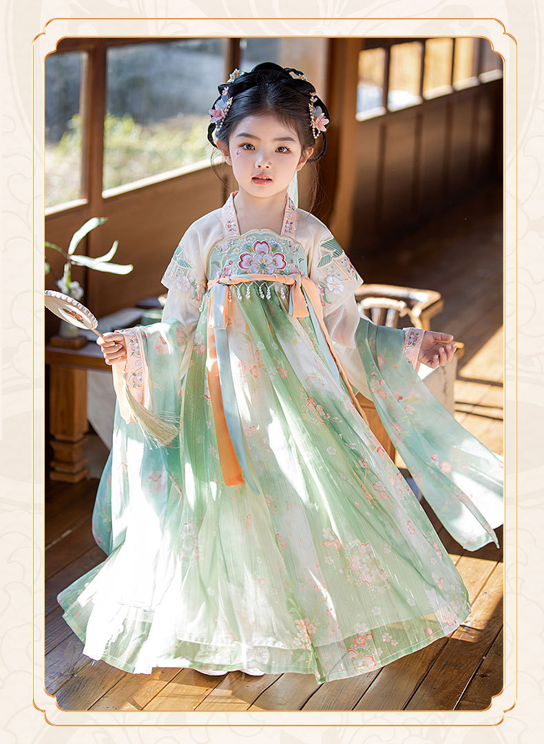 国潮女童汉服夏季新款樱花季古装拍照中国风夏季襦裙小女孩超仙公主裙详情15