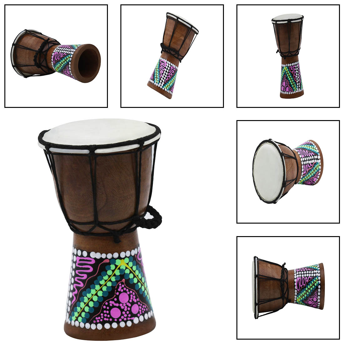 Wholesale handcrafted 4-inch African drums for children, adults, beginners, Lijiang hand drums, percussion instruments, 4-inch African drums, random pic 25