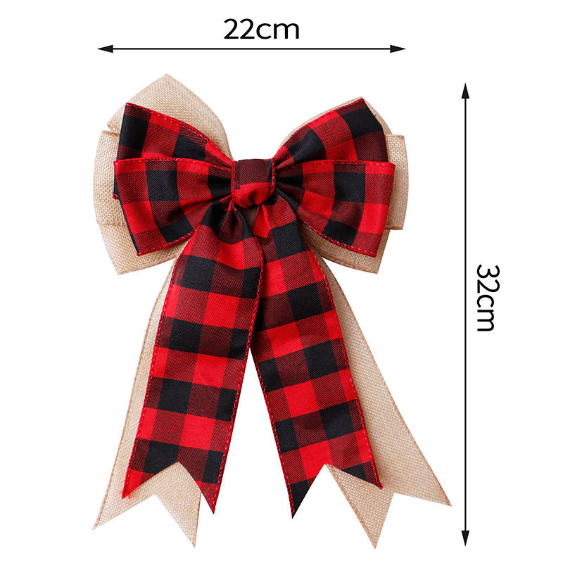 Wholesale of handcrafted Christmas tree ornaments and pendants with black, white, red and black checkered patterns made of Simisi faux linen ribbons pic 46